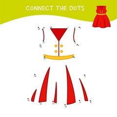 Educational game for kids. Dot to dot game for children. Cartoon dress.
