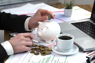 Accounting. Items for doing business in the office in the composition.