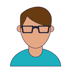 Man with glasses faceless avatar profile blue lines