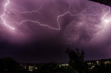 lightning over city
