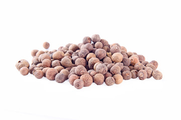 big pile of allspice , square on the white background