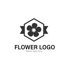 Flower logo template design. Flower logo with modern frame vector design