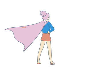 Superhero, Young and beautiful smart woman in cape growing - Vector