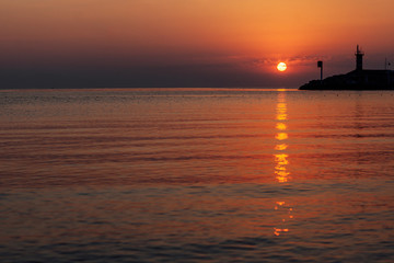 bright beautiful sunrise on the sea