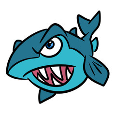 Predatory fish jaw piranha cartoon illustration isolated image 