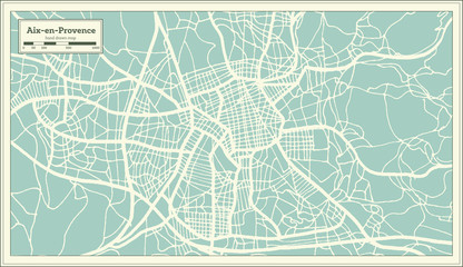 Aix-en-Provence France City Map in Retro Style. Outline Map.