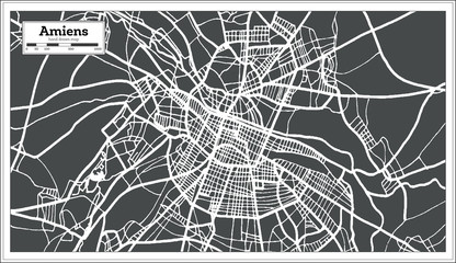 Amiens France City Map in Retro Style. Outline Map. Vector Illustration.