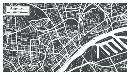 Argenteuil France City Map in Retro Style. Outline Map. Vector Illustration.