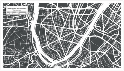 Boulogne-Billancourt France City Map in Retro Style. Outline Map. Vector Illustration.