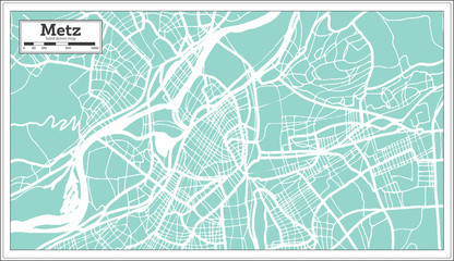 Metz France City Map in Retro Style. Outline Map.