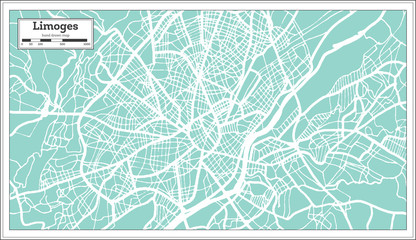 Limoges France City Map in Retro Style. Outline Map.