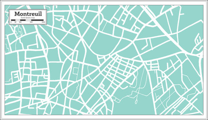 Fototapeta premium Montreuil France City Map in Retro Style. Outline Map. Vector Illustration.