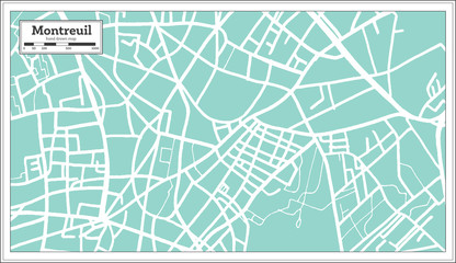 Montreuil France City Map in Retro Style. Outline Map. Vector Illustration.