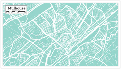 Mulhouse France City Map in Retro Style. Outline Map. Vector Illustration.