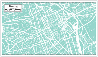 Nancy France City Map in Retro Style. Outline Map. Vector Illustration.