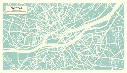 Nantes Frankreich Stadtplan im Retro-Stil. Übersichtskarte. © BooblGum