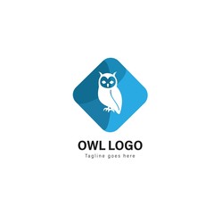 Owl logo template design. Owl logo with modern frame vector design