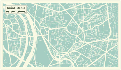Saint-Denis France City Map in Retro Style. Outline Map.