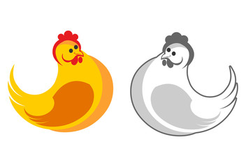 Chicken logo icon vector illustration of farm food