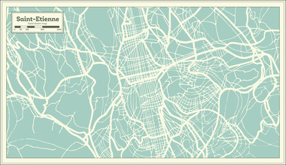 Saint-Etienne France City Map in Retro Style. Outline Map.