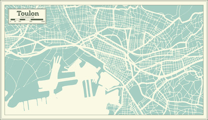 Toulon France City Map in Retro Style. Outline Map. Vector Illustration.