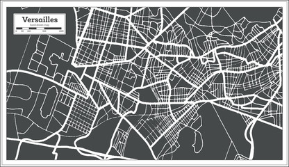 Versailles France City Map in Retro Style. Outline Map. Vector Illustration.
