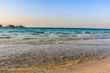 Horizon of Seascape, water waves at Jumeirah Beach in Dubai, United Arab Emirates