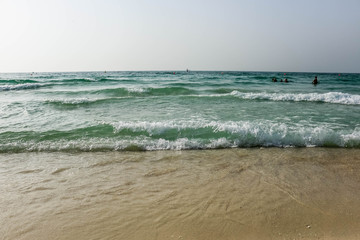 Horizon of Seascape, water waves at Jumeirah Beach in Dubai, United Arab Emirates