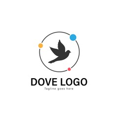 Dove logo template design. Dove logo with modern frame vector design