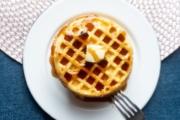 Classic waffles with butter