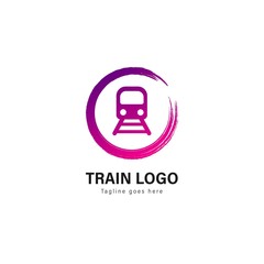 Train logo template design. Train logo with modern frame vector design