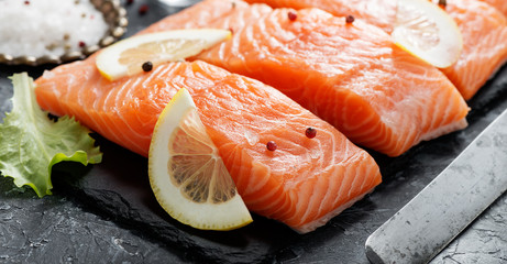 Fresh raw salmon with spices.