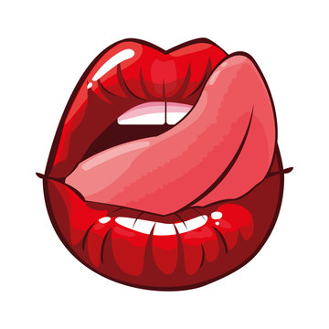 sexy female lips with tongue out pop art style Stock Vector | Adobe Stock