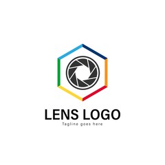 Lens logo template design. Lens logo with modern frame vector design