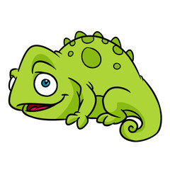 Little happy chameleon lizard animal character cartoon illustration isolated image