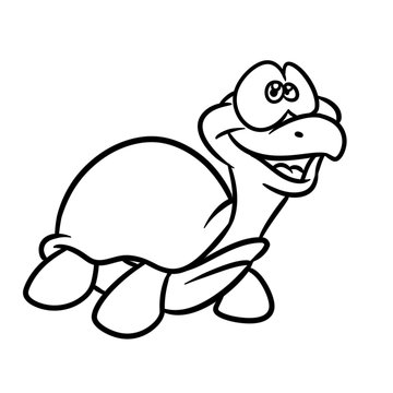 Turtle little animal cartoon illustration isolated image coloring page