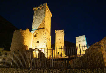 Pacentro (Italy) - A little medieval town with old towers beside Sulmona city, province of...