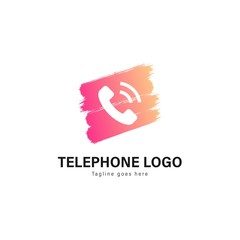 Telephone logo template design. Telephone logo with modern frame vector design