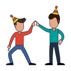 Friends in birthday party blue lines