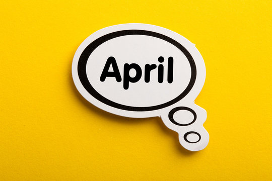 April Speech Bubble Isolated On Yellow
