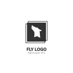 Wolf logo template design. Wolf logo with modern frame vector design