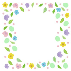 Easter frame for text with eggs, leaves