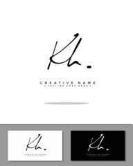K H KH initial handwriting logo template vector.  signature logo concept