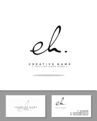 E H EH initial handwriting logo template vector.  signature logo concept