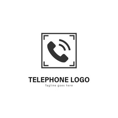 Telephone logo template design. Telephone logo with modern frame vector design