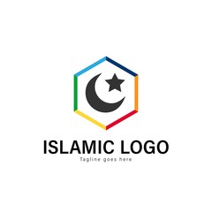 Islamic logo template design. Islamic logo with modern frame vector design