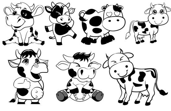 cow bundle vector clipart design