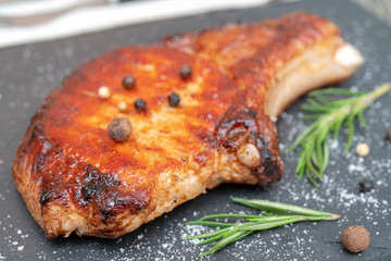 Grilled pork steak.