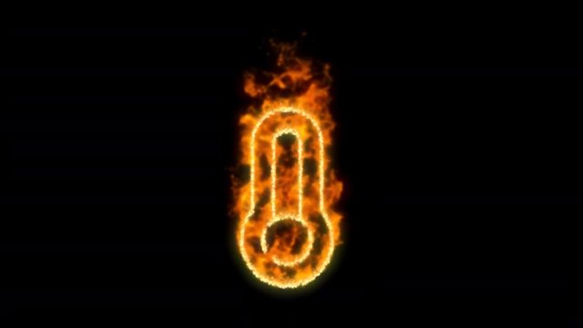 thermometer empty symbol inflames. Then disappears. In - Out loop. Alpha channel Premultiplied - Matted with color black