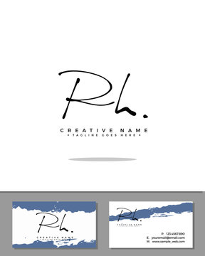 R H RH initial handwriting logo template vector.  signature logo concept